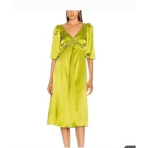 Cinq a Sept 3/4 Sleeve V Neck Midi Dress Green Womens Size 12